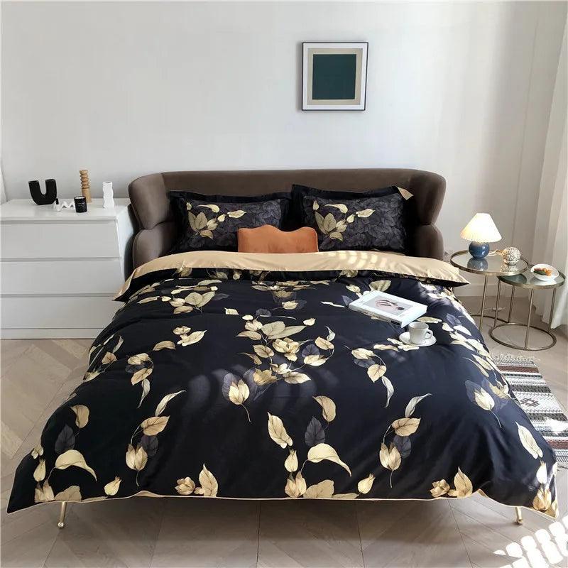 Silky Egyptian cotton Yellow Chinoiserie style Birds Flowers Duvet Cover Bed sheet Fitted sheet set King Size Queen Bedding Set - petguardiansupplies