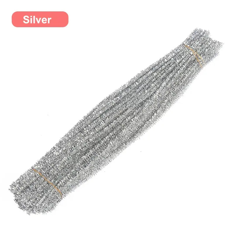 30/50/100pcs Glitter Chenille Stems Pipe Cleaners Plush Tinsel Stems Wired Sticks Kids Educational DIY Craft Supplies Toys Craft - petguardiansupplies