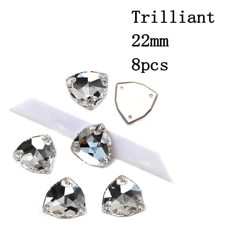 Rivoli Drop Sew On Crystal Clear Strass DIY 2 Holes Mirror Rhinestone Glass Sewing Stone Sew Textil Rhinestones For Garment - petguardiansupplies