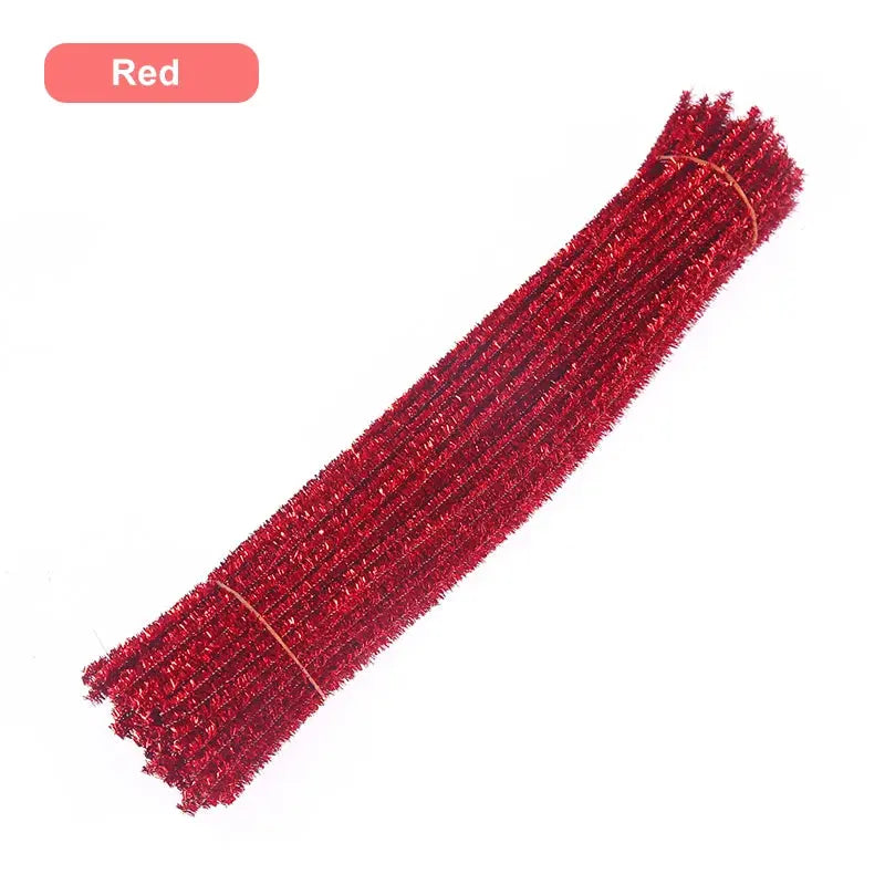 30/50/100pcs Glitter Chenille Stems Pipe Cleaners Plush Tinsel Stems Wired Sticks Kids Educational DIY Craft Supplies Toys Craft - petguardiansupplies