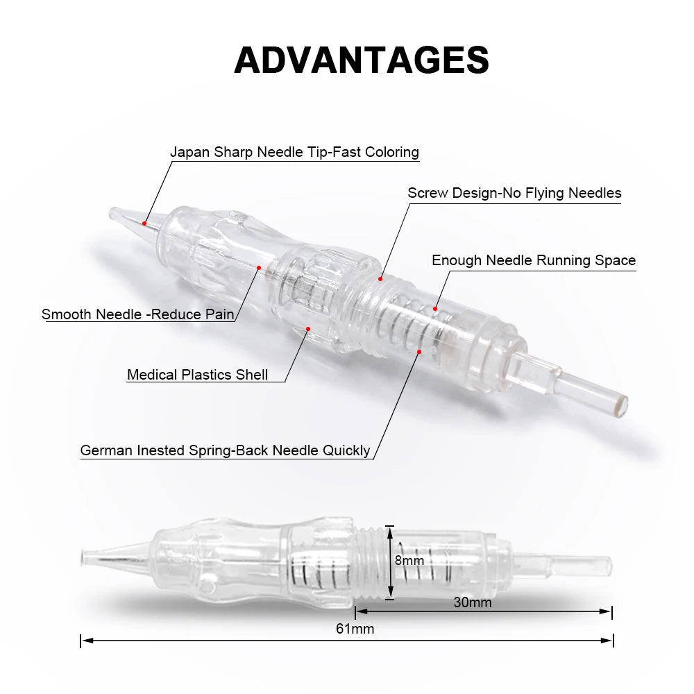 Biomaser 10PCS Revolution Tattoo Needle Permanent Makeup Cartridge Needles For Tattoo Machine Kit Eyebrow Needle 1R,2R,3R,5R - petguardiansupplies