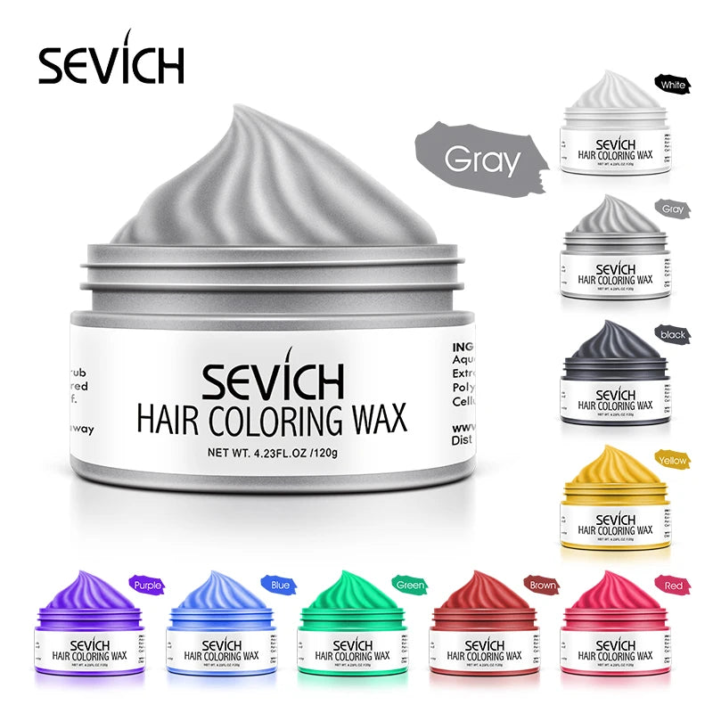 Sevich Temporary Hair Color Wax Men Diy Mud One-time Molding Paste Dye Cream Hair Gel for Hair Coloring Styling Silver Grey 120g - petguardiansupplies