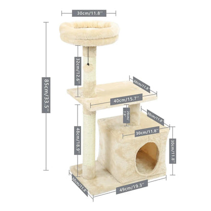 Domestic Delivery Multi-Level Cat Tree Tower Climb Furniture Scratching Post for Indoor House Pet Supplies Kitten Toy Cozy Condo - petguardiansupplies