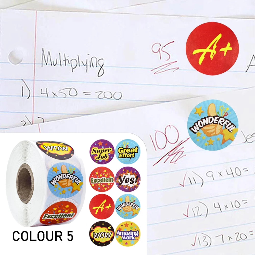 100-500pcs Cute Reward Stickers Roll with Word Motivational Stickers for School Teacher Kids Student Stationery Stickers Kids - petguardiansupplies