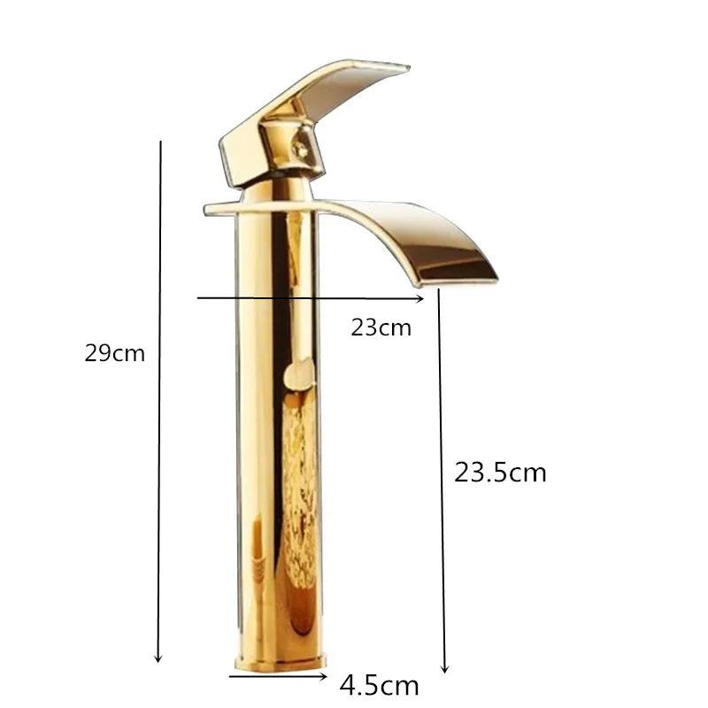 Basin Faucet Gold and white Waterfall Faucet Brass Bathroom Faucet Bathroom Basin Faucet Mixer Tap Hot and Cold Sink faucet - petguardiansupplies