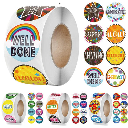 100-500pcs Cute Reward Stickers Roll with Word Motivational Stickers for School Teacher Kids Student Stationery Stickers Kids - petguardiansupplies