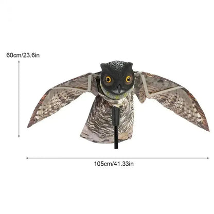 Fake Prowler Owl Bird Scarer with Moving Wing Garden Scarecrow Predator Decoy Pest Garden Yard Bird Repellent Outdoor Pest - petguardiansupplies