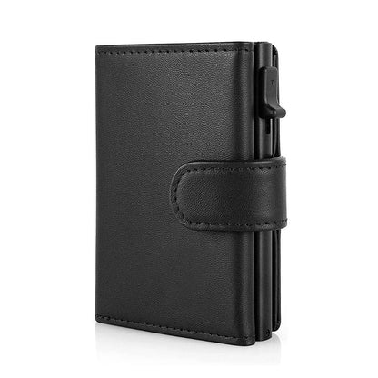 Card Holder Wallet Slim Minimalist Pop Up Leather Men Wallets RFID Blocking Metal Bank Card Case with Coins Pocket - petguardiansupplies