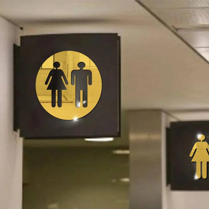 3D Acrylic Bathroom Mirror Stickers Woman&Man Toilet Sign Mirror Wall Sticker Home Hotel Washroom Door Sign Mirror Sticker - petguardiansupplies