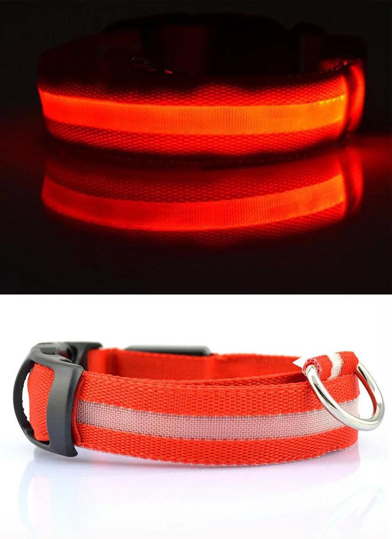 YUDODO Nylon LED Pet Dog Collars for animals Night Safety Flashing Glow Dog Leash Dogs Luminous Fluorescent Collars Pet Supplies - petguardiansupplies