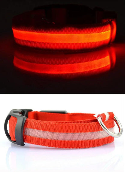 YUDODO Nylon LED Pet Dog Collars for animals Night Safety Flashing Glow Dog Leash Dogs Luminous Fluorescent Collars Pet Supplies - petguardiansupplies