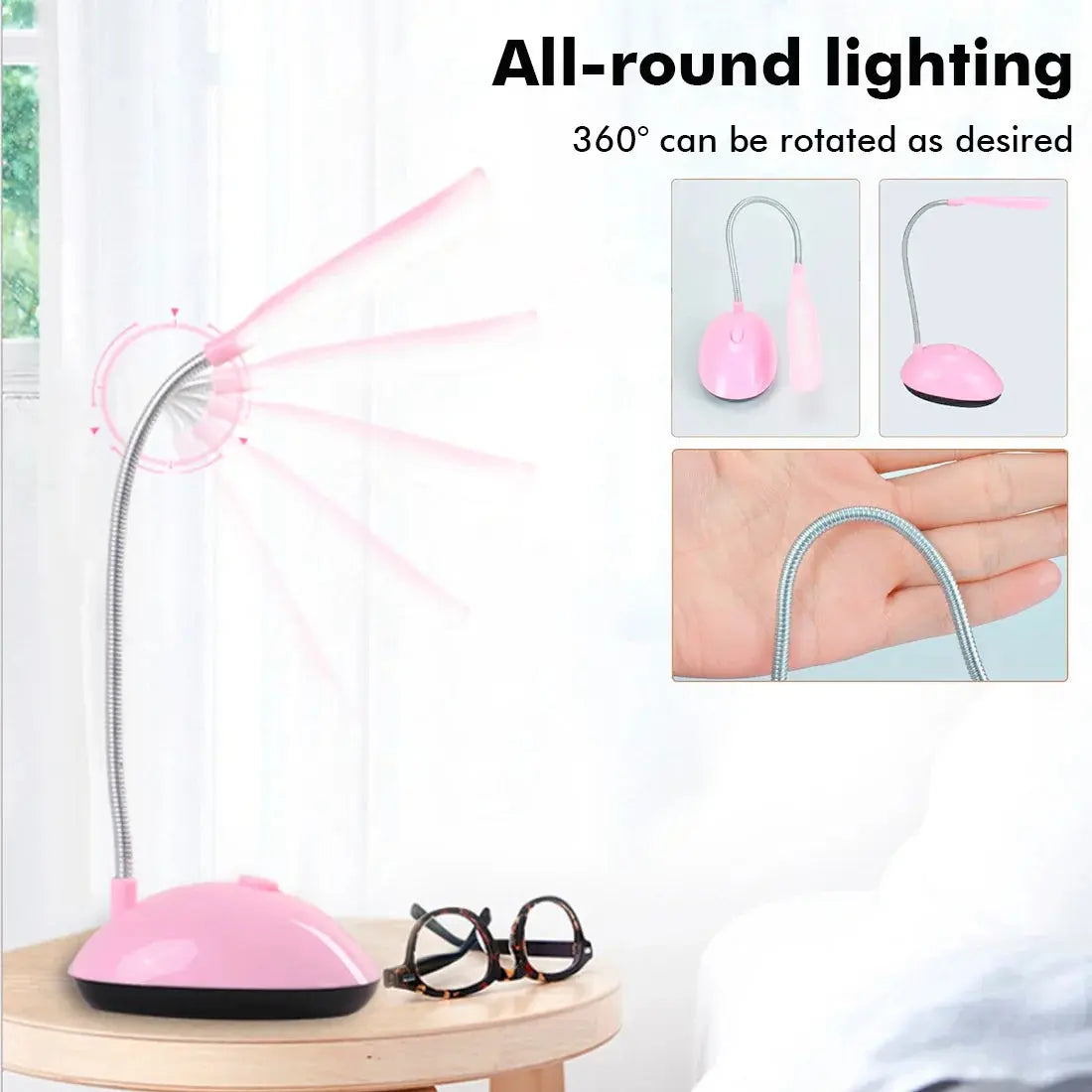 Battery Operated LED Reading Night Lamp Flexible Table Light Foldable Switch Desk Working Study Light For Kids Student Office - petguardiansupplies