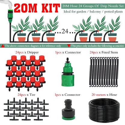 MUCIAKIE 50M-5M DIY Drip Irrigation System Automatic Watering Garden Hose Micro Drip Watering Kits with Adjustable Drippers - petguardiansupplies