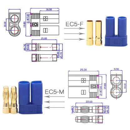 5set/Lot EC3 3mm/EC5 5mm Male Female Golden Bullet Connector Plug For RC ESC Motor Lipo Battery Car Airplane Boat Done DIY Parts - petguardiansupplies