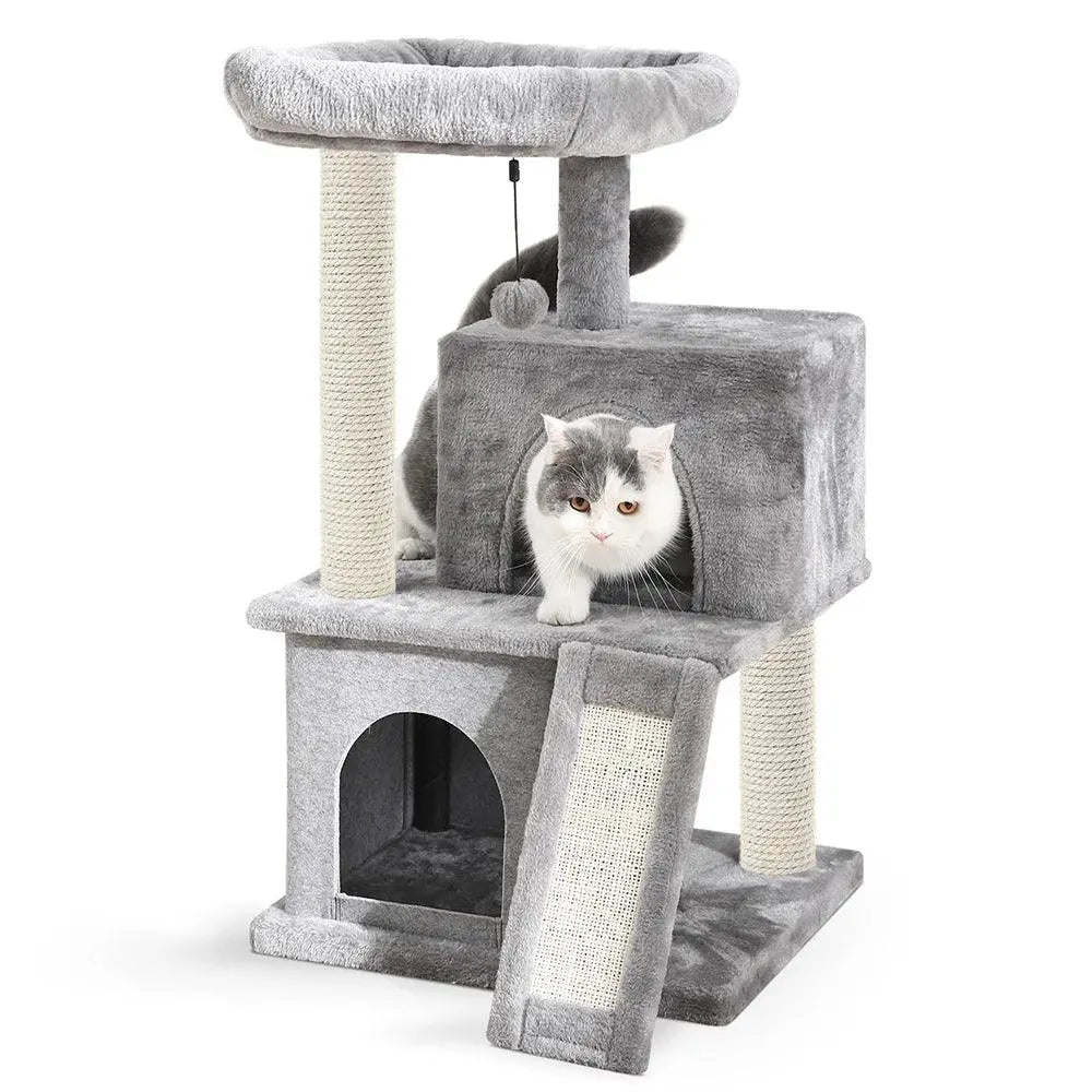 Domestic Delivery Multi-Level Cat Tree Tower Climb Furniture Scratching Post for Indoor House Pet Supplies Kitten Toy Cozy Condo - petguardiansupplies