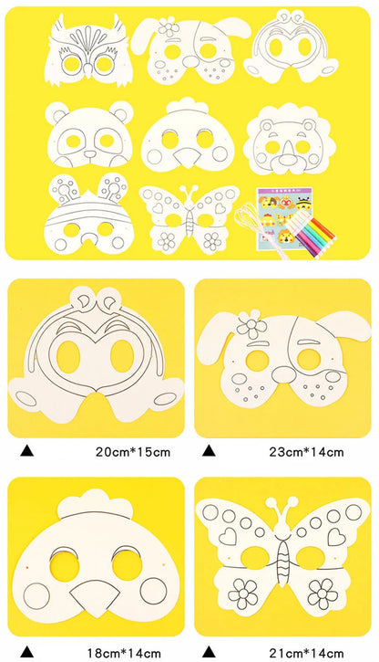 8Pcs/lot DIY Animal Painting Mask Toys For Girls Boys Cartoon Graffiti Handmade Art Crafts Toy Kindergarten Drawing Kids Gifts - petguardiansupplies