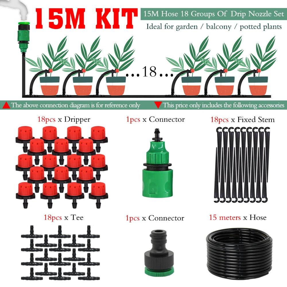 MUCIAKIE 50M-5M DIY Drip Irrigation System Automatic Watering Garden Hose Micro Drip Watering Kits with Adjustable Drippers - petguardiansupplies