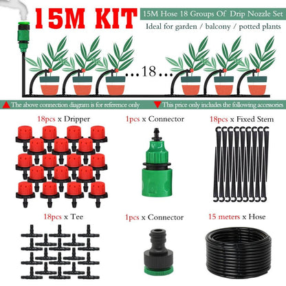 MUCIAKIE 50M-5M DIY Drip Irrigation System Automatic Watering Garden Hose Micro Drip Watering Kits with Adjustable Drippers - petguardiansupplies