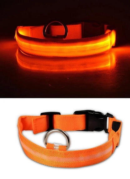 YUDODO Nylon LED Pet Dog Collars for animals Night Safety Flashing Glow Dog Leash Dogs Luminous Fluorescent Collars Pet Supplies - petguardiansupplies