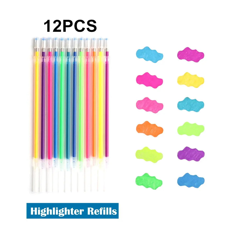 12Pcs/Set Gel Pen Set Glitter Gel Pens For School Office Adult Coloring Book Journals Drawing Doodling Art Markers Promotion Pen - petguardiansupplies