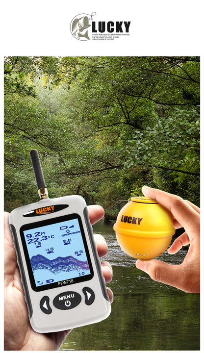 Lucky FFW718& FFW718LA Wireless Portable Fish Finder 45M/135FT Sonar Depth Sounder Alarm Ocean River Lake - petguardiansupplies