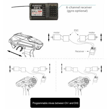 DumboRC X6 RC Transmitter 2.4G 6CH with X6FG / X6F/ X6DC / X6DCG Receiver for Rc Car Boat Tank RC Vehicle Model Toy Parts - petguardiansupplies