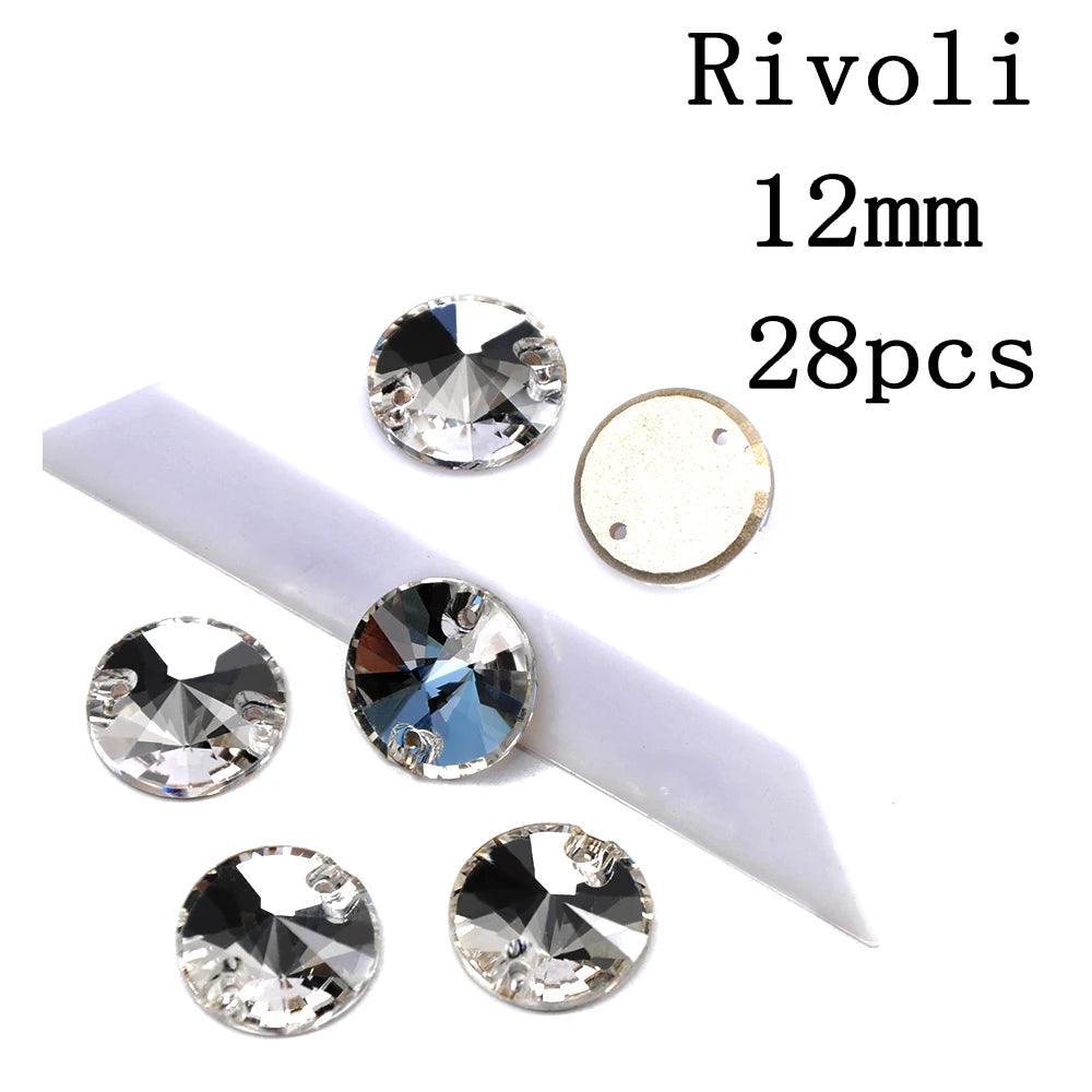 Rivoli Drop Sew On Crystal Clear Strass DIY 2 Holes Mirror Rhinestone Glass Sewing Stone Sew Textil Rhinestones For Garment - petguardiansupplies