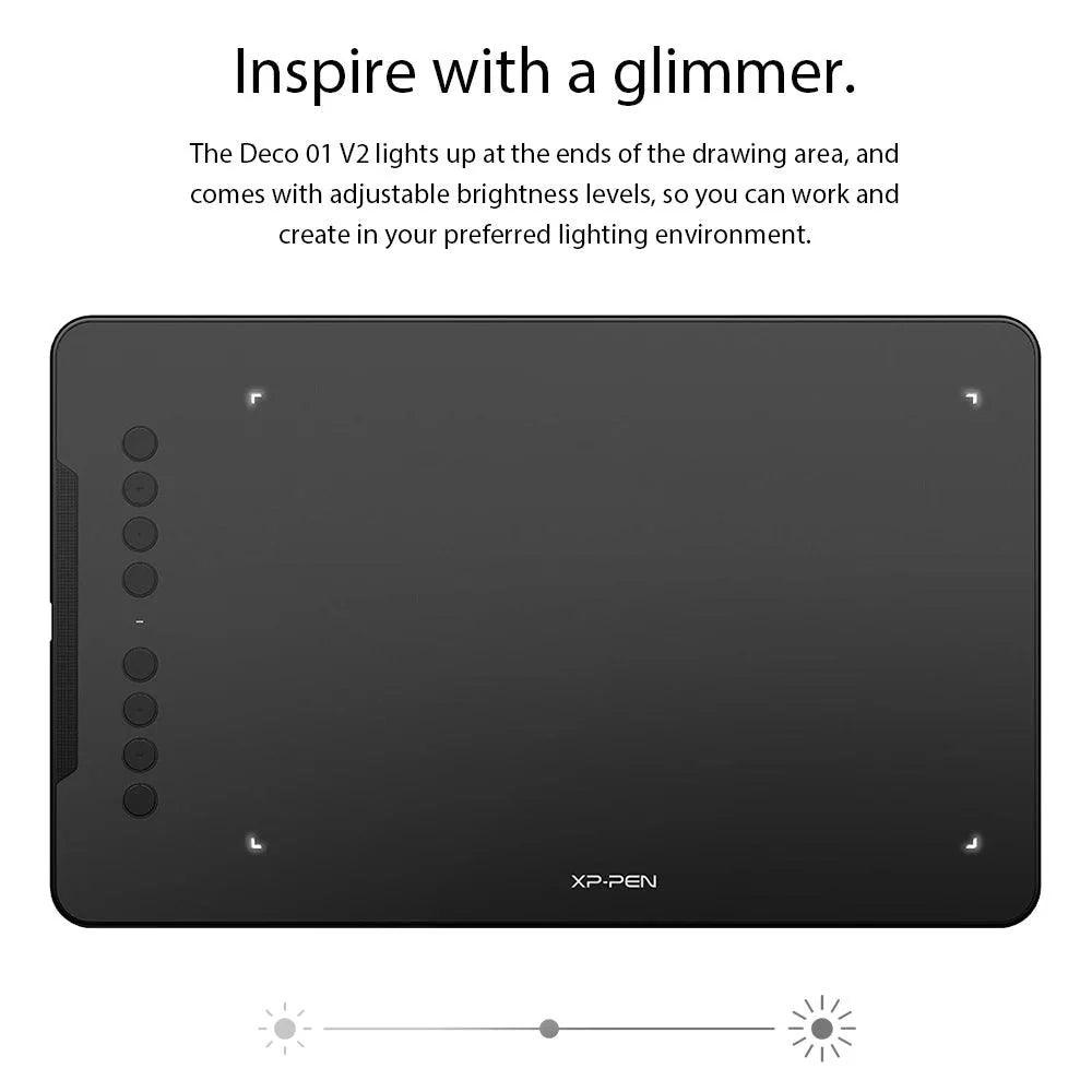 XPPen Deco 01 V2 10 Inch Drawing Tablet Graphics Digital Tablet Tilt Android Windows Mac 8 Shortcut Keys (8192 Levels Pressure) - petguardiansupplies