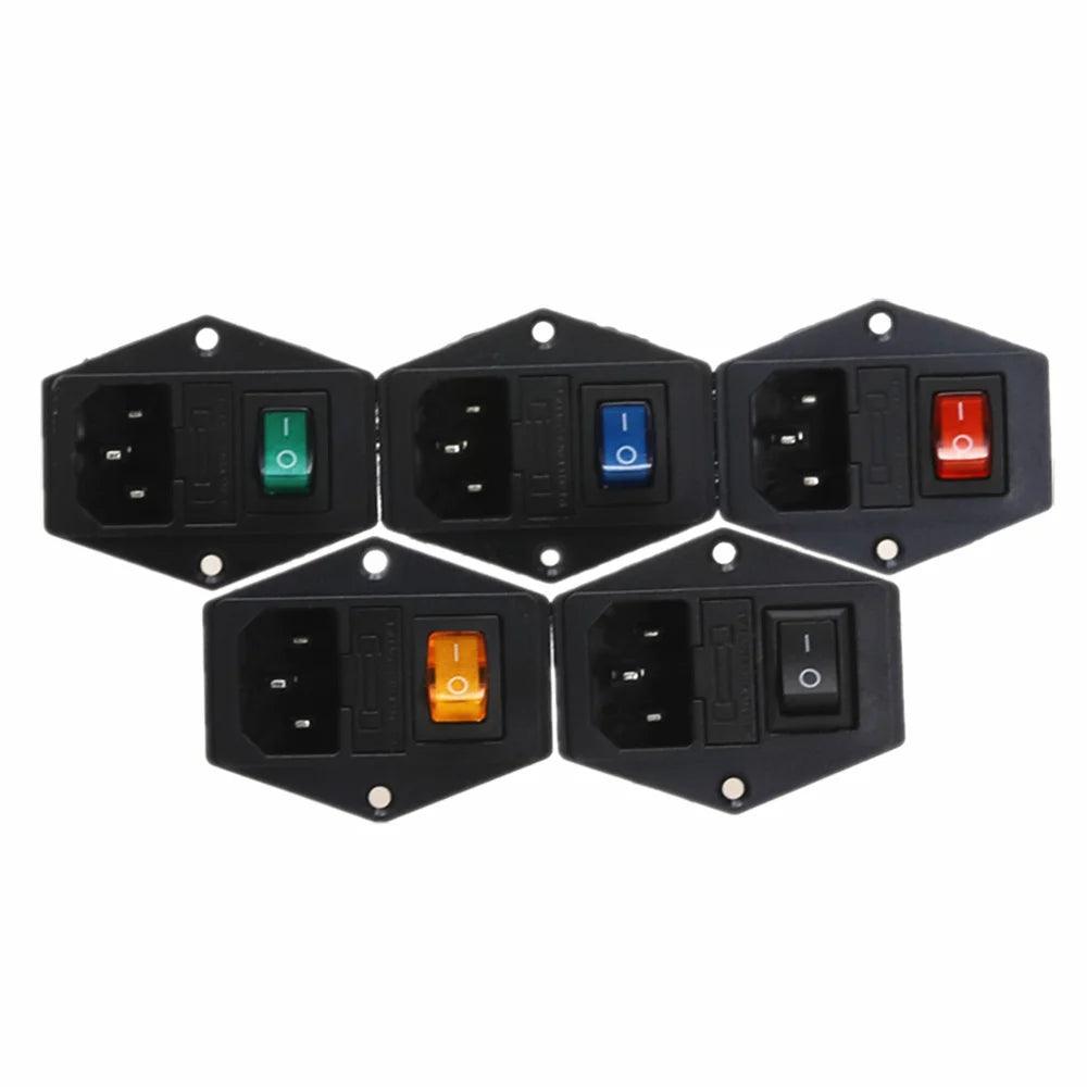 1Pcs AC-01A Power Rocker Switch IEC 3 Pin 320 C14 Inlet Power Sockets Switch Connector Plug 10A 250V - petguardiansupplies