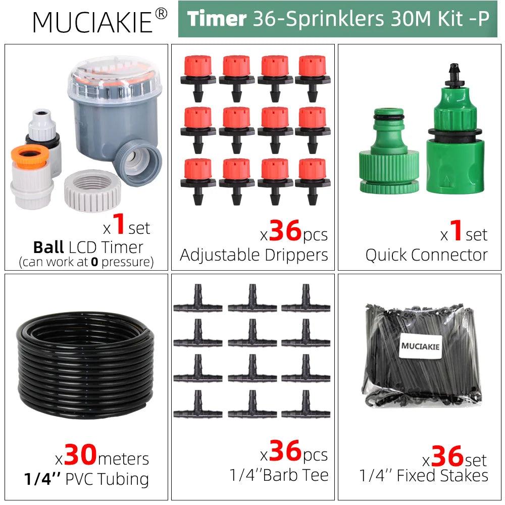 MUCIAKIE 50M-5M DIY Drip Irrigation System Automatic Watering Garden Hose Micro Drip Watering Kits with Adjustable Drippers - petguardiansupplies