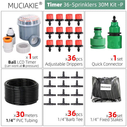 MUCIAKIE 50M-5M DIY Drip Irrigation System Automatic Watering Garden Hose Micro Drip Watering Kits with Adjustable Drippers - petguardiansupplies