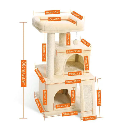 Domestic Delivery Multi-Level Cat Tree Tower Climb Furniture Scratching Post for Indoor House Pet Supplies Kitten Toy Cozy Condo - petguardiansupplies