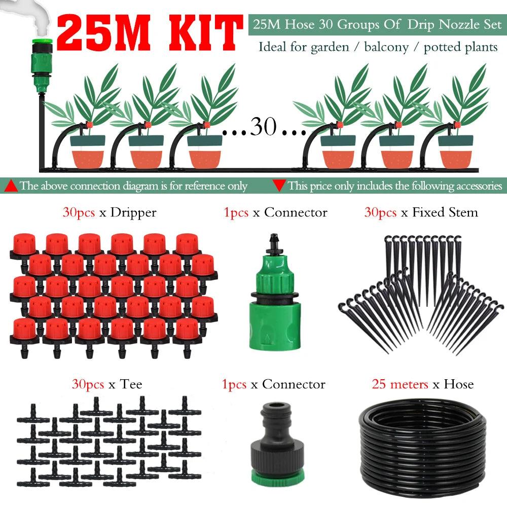 MUCIAKIE 50M-5M DIY Drip Irrigation System Automatic Watering Garden Hose Micro Drip Watering Kits with Adjustable Drippers - petguardiansupplies