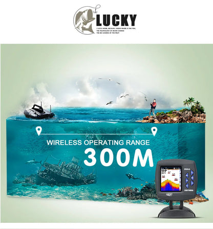 Lucky FF918 Wireless Remote Control Boat Fish Finder 300m/980ft wireless operating range echo sounder - petguardiansupplies