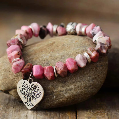 Tree of Life Rhodonite Stretch Bracelet-0