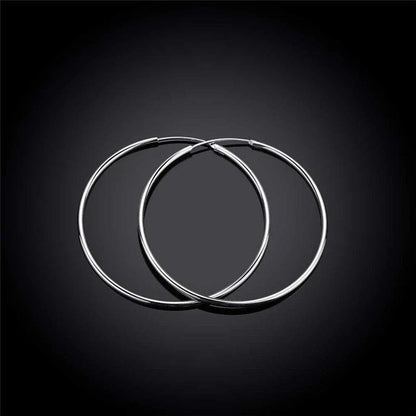 DOTEFFIL 925 Sterling Silver Smooth 35/50/60mm Big Circle Hoop Earrings For Women Wedding Engagement Party Jewelry - petguardiansupplies