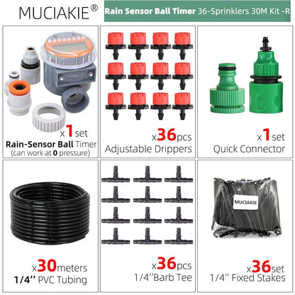 MUCIAKIE 50M-5M DIY Drip Irrigation System Automatic Watering Garden Hose Micro Drip Watering Kits with Adjustable Drippers - petguardiansupplies