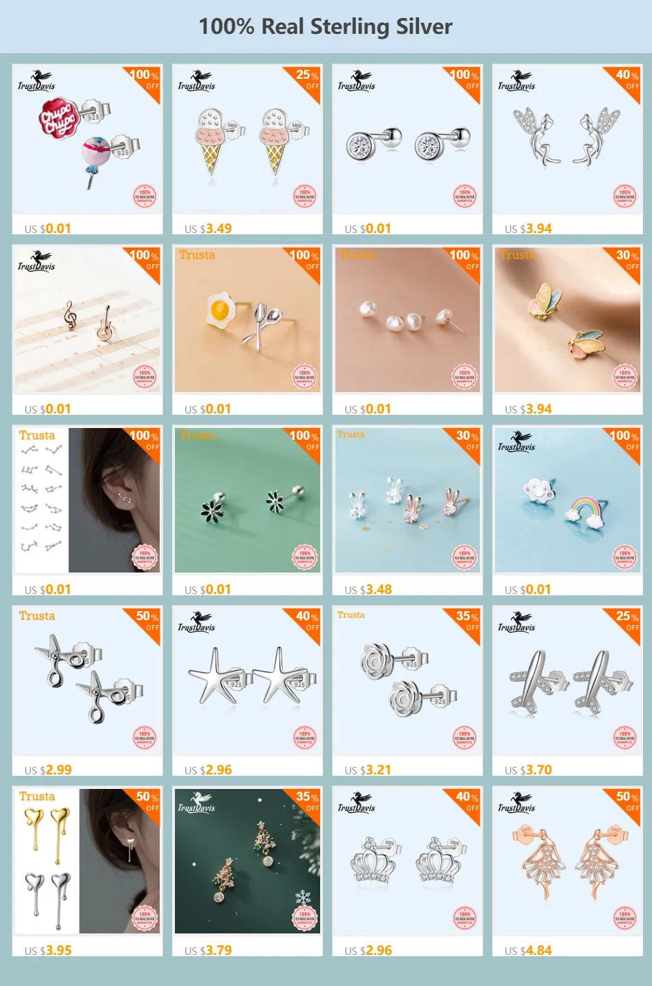 TrustDavis New 925 Sterling Silver Fashion Asymmetric Cute Little Devil Stud Earrings For Women Fine Anniversary Gift DS169 - petguardiansupplies