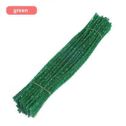 30/50/100pcs Glitter Chenille Stems Pipe Cleaners Plush Tinsel Stems Wired Sticks Kids Educational DIY Craft Supplies Toys Craft - petguardiansupplies