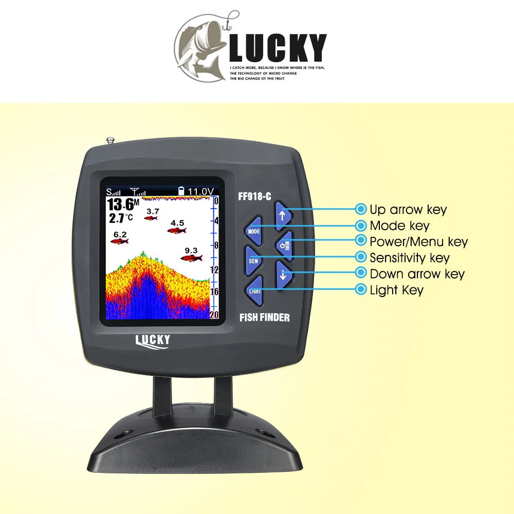 Lucky FF918 Wireless Remote Control Boat Fish Finder 300m/980ft wireless operating range echo sounder - petguardiansupplies