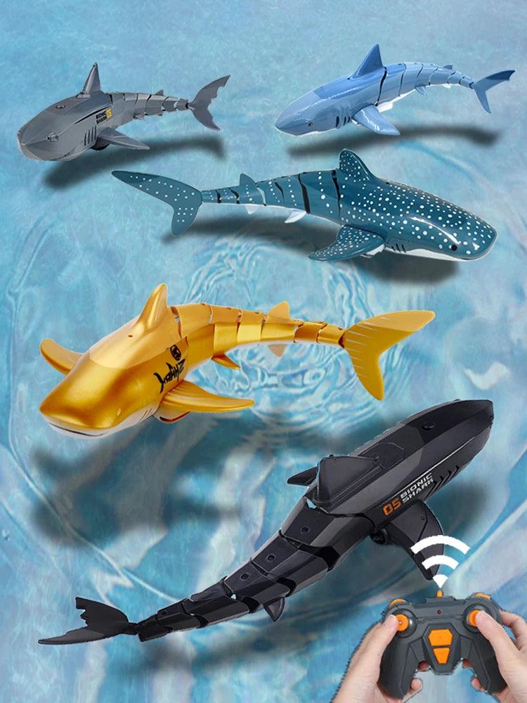 Smart Rc Shark whale Spray Water Toy Remote Controlled Boat ship Submarine Robots Fish Electric Toys for Kids Boys baby Children - petguardiansupplies