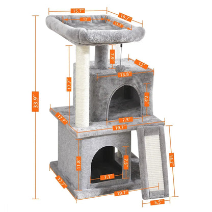 Domestic Delivery Multi-Level Cat Tree Tower Climb Furniture Scratching Post for Indoor House Pet Supplies Kitten Toy Cozy Condo - petguardiansupplies