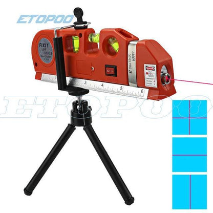 4 in 1 Accurate Multipurpose Laser Level Lever with Tripod Cross Projects Horizontal Vertical Laser Light Beam Measure Tape - petguardiansupplies