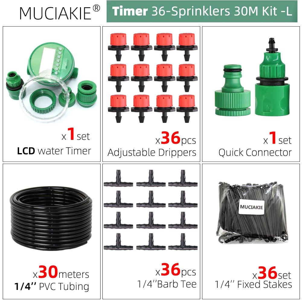 MUCIAKIE 50M-5M DIY Drip Irrigation System Automatic Watering Garden Hose Micro Drip Watering Kits with Adjustable Drippers - petguardiansupplies