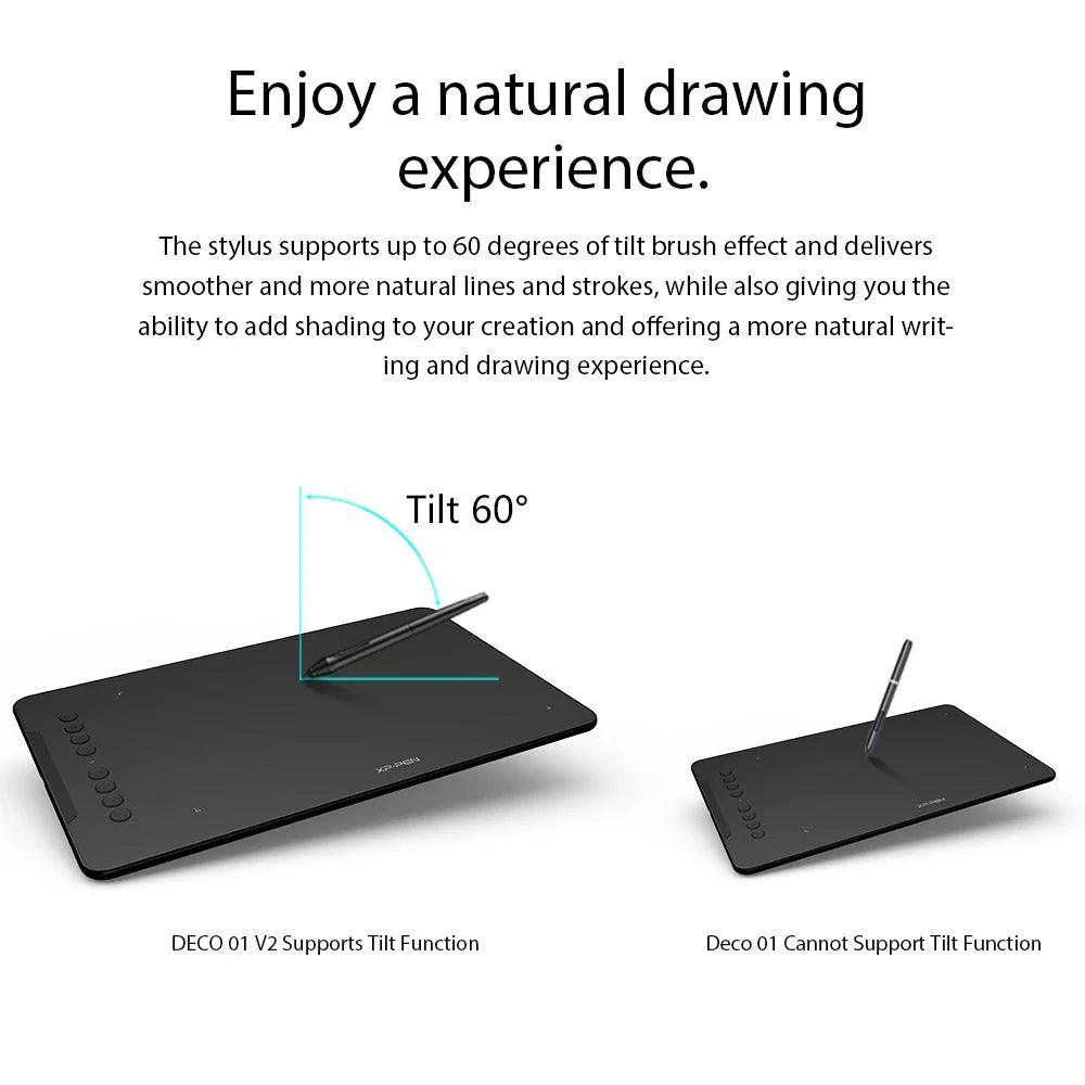 XPPen Deco 01 V2 10 Inch Drawing Tablet Graphics Digital Tablet Tilt Android Windows Mac 8 Shortcut Keys (8192 Levels Pressure) - petguardiansupplies