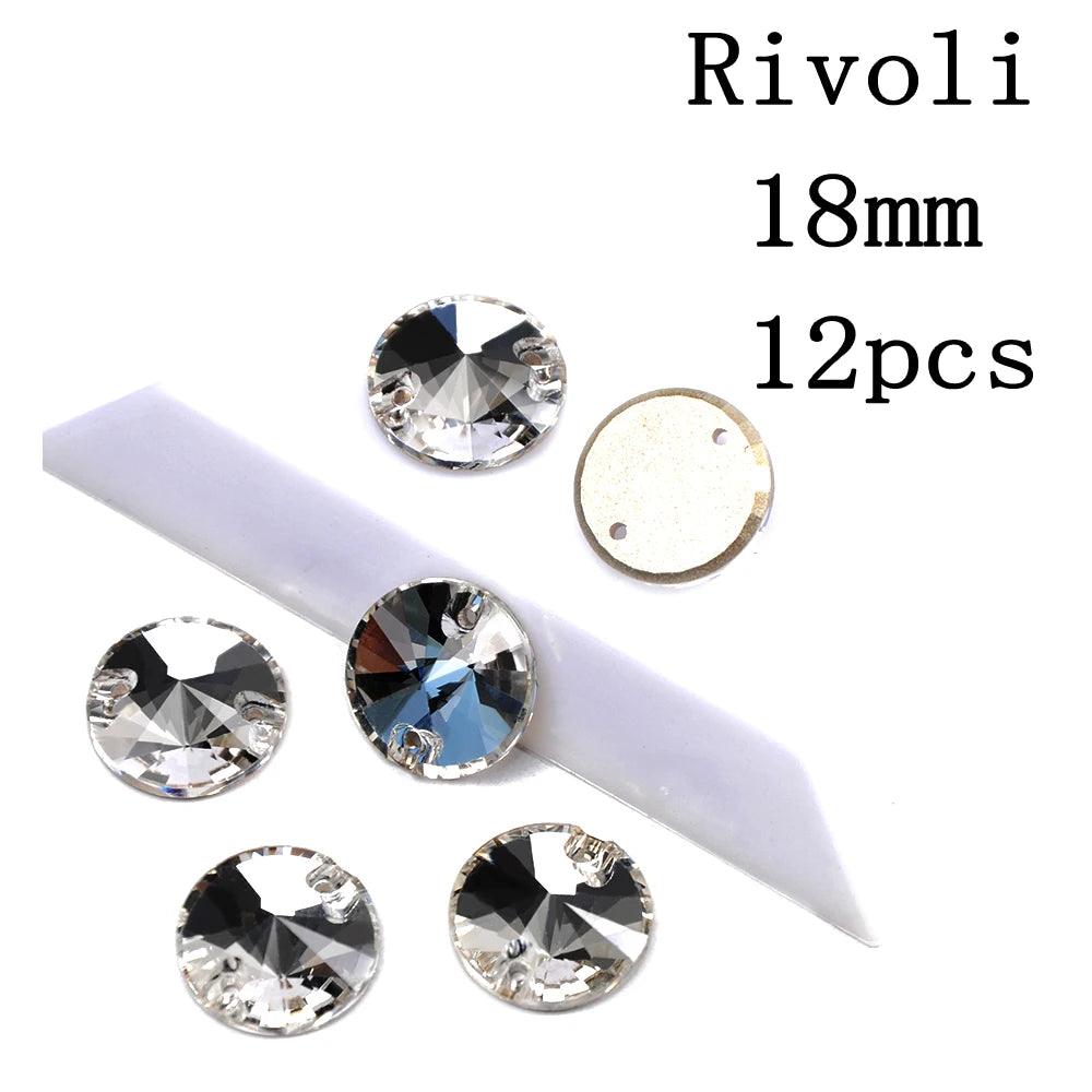 Rivoli Drop Sew On Crystal Clear Strass DIY 2 Holes Mirror Rhinestone Glass Sewing Stone Sew Textil Rhinestones For Garment - petguardiansupplies