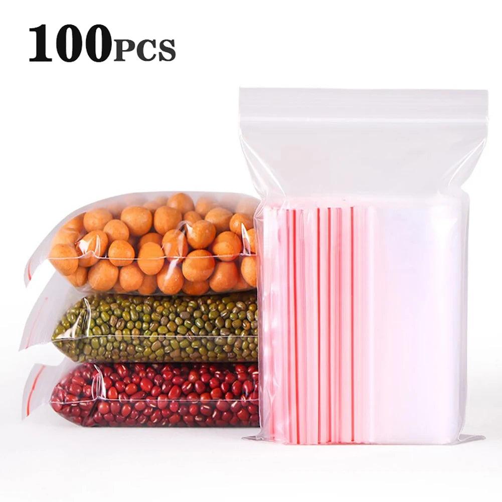 100PCS Plastic Bags Jewelry Zip Zipped Lock Reclosable Poly Clear Packaging Bags Different Size - petguardiansupplies