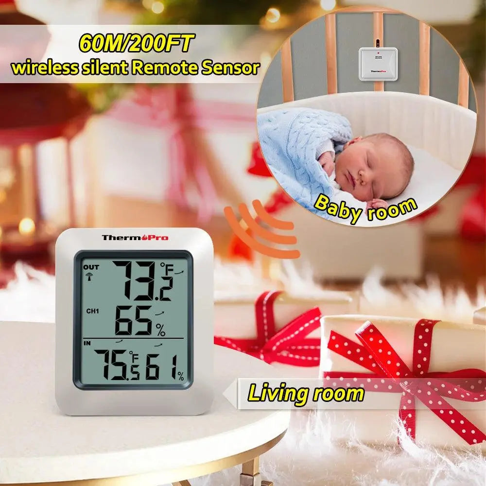 ThermoPro TP60C 60M Wireless Digital Indoor Outdoor Thermometer Hygrometer Weather Station For Home - petguardiansupplies