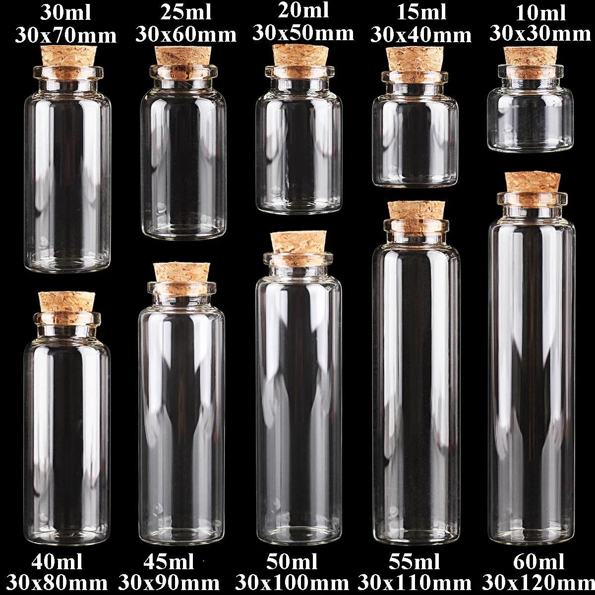 24pcs 10ml 15ml 20ml 25ml 30ml Cute Clear Glass Bottles with Cork Stopper Empty Spice Bottles Jars DIY Crafts Vials - petguardiansupplies