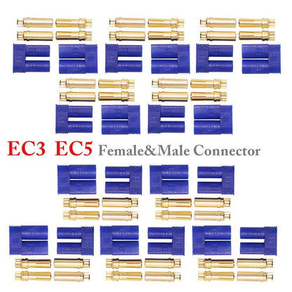 5set/Lot EC3 3mm/EC5 5mm Male Female Golden Bullet Connector Plug For RC ESC Motor Lipo Battery Car Airplane Boat Done DIY Parts - petguardiansupplies